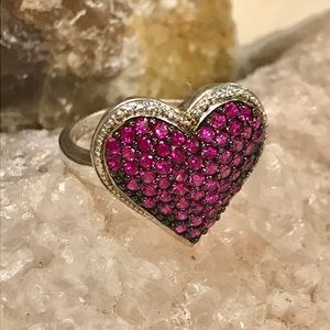 Ruby or Pink Sapphire Heart Ring